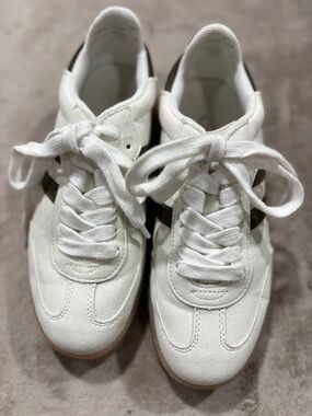Christy White Canvas Low-Top Sneakers with Black Branding